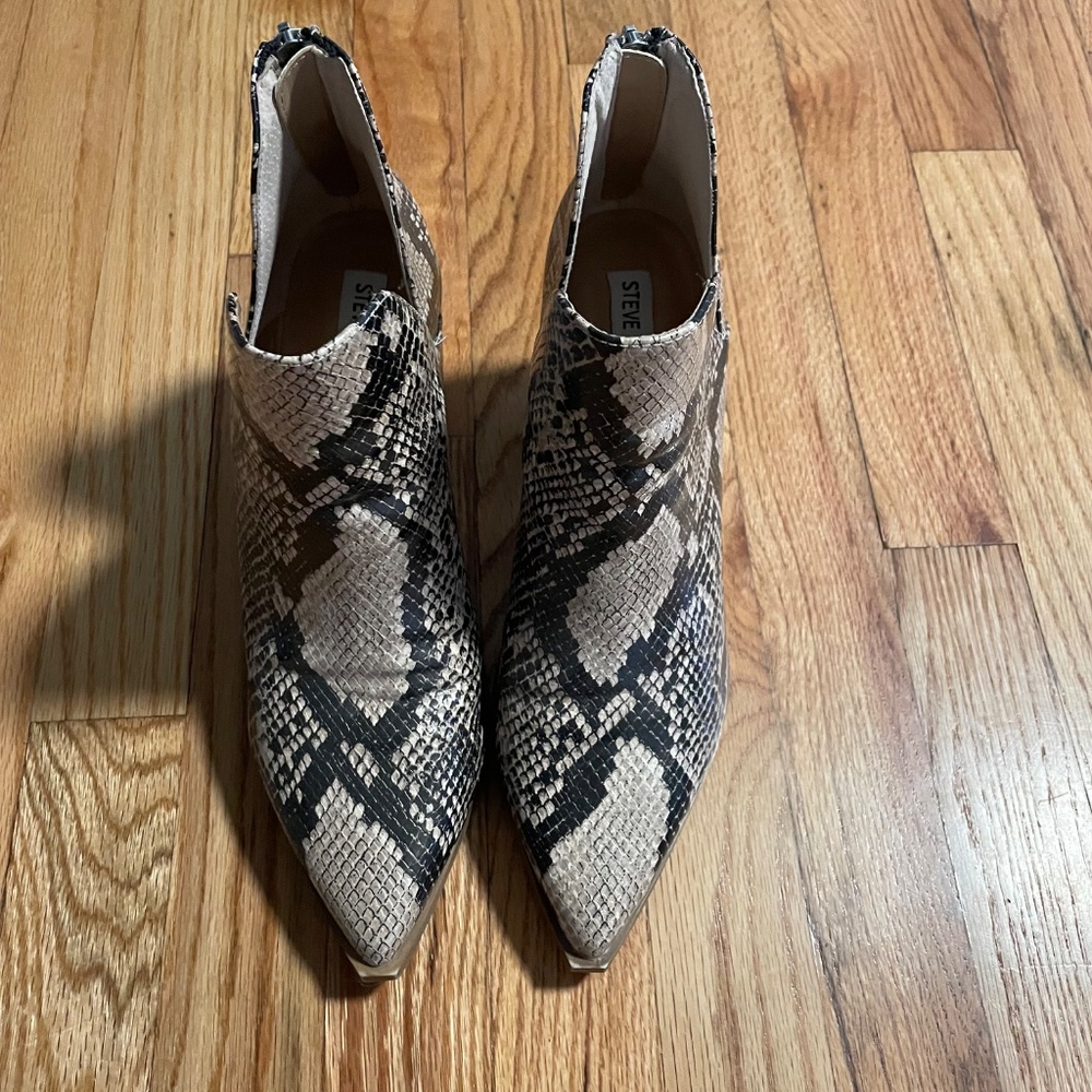 Steve Madden- Snake Print, Block Heel Ankle Boots - Picture 2 of 5